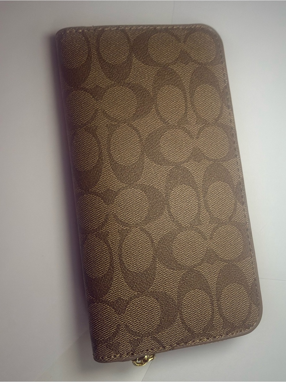 Coach Brown Signature Zip-Around Continental Wallet